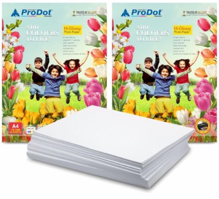 ProDot 130 GSM Glossy Photo Paper (A4 size/20 sheets) Quick drying water resistant, cast coated